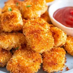 Chrupiące nuggetsy z airfryer, idealne do maczania w ketchupie. Pyszna i zdrowa przekąska.