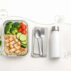 Zdrowy lunchbox z kurczakiem, ryżem i warzywami. Idealny posiłek, by kontrolować kalorie i cieszyć się smakiem.