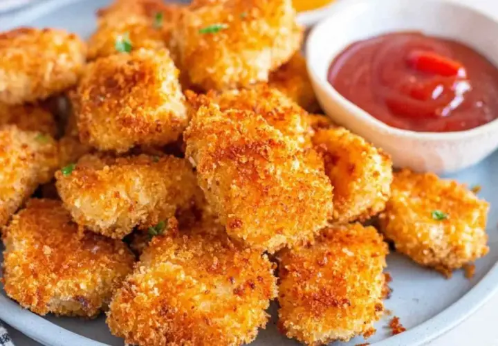 Chrupiące nuggetsy z airfryer, idealne do maczania w ketchupie. Pyszna i zdrowa przekąska.