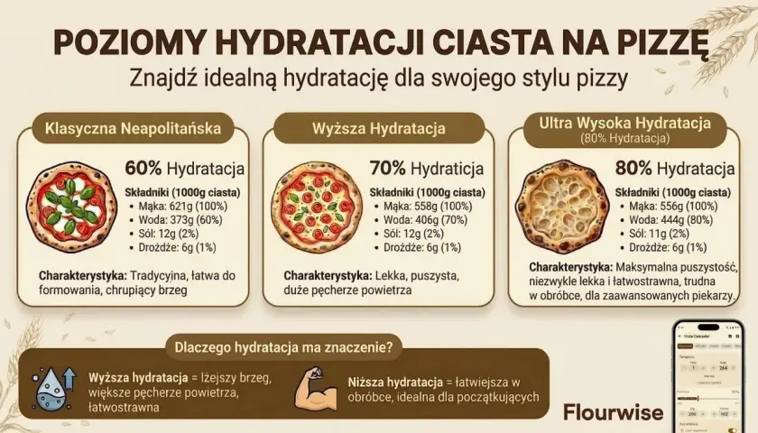 Kalkulator pizzy jak u mamy: porównanie ciast o różnej hydratacji – od klasycznej neapolitańskiej po ultra wysoką. Wybierz idealną dla siebie!