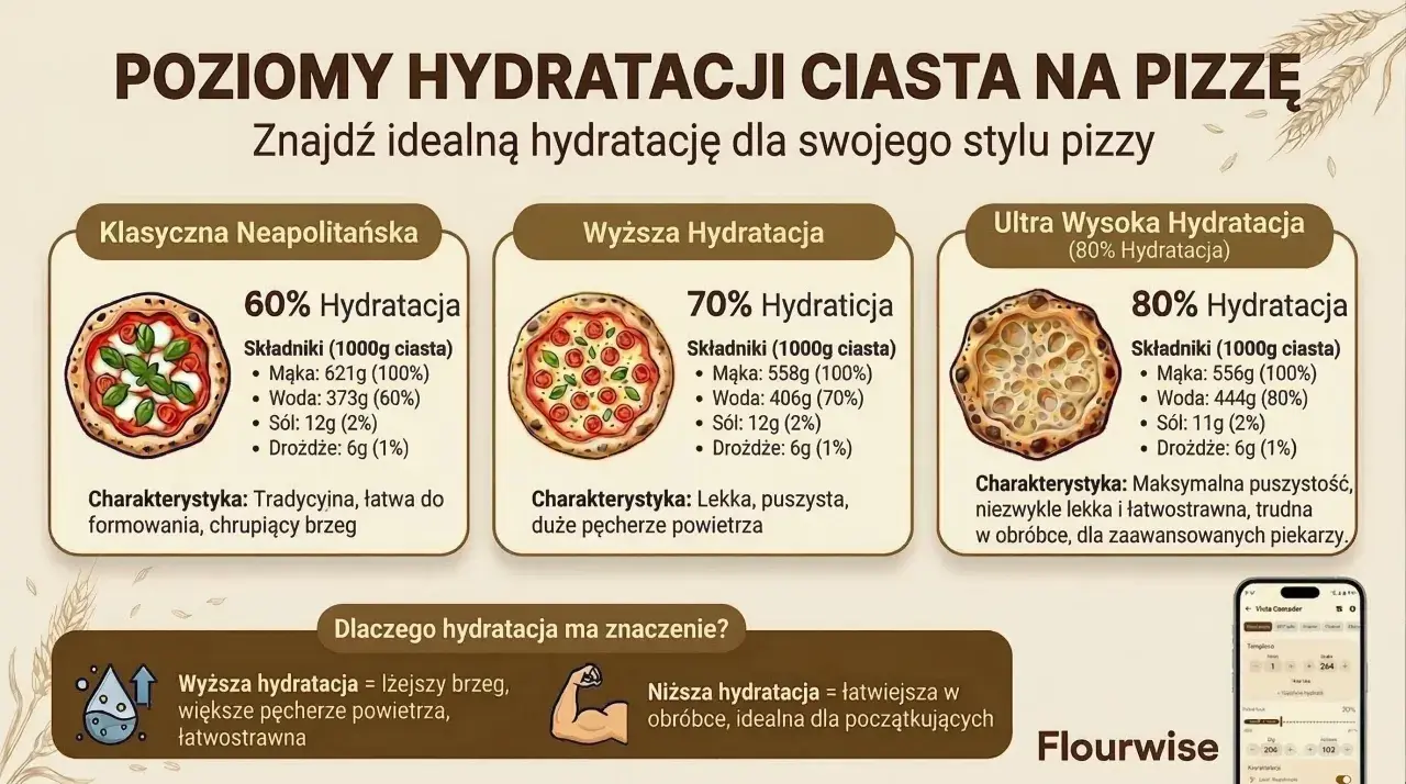 Kalkulator pizzy jak u mamy: porównanie ciast o różnej hydratacji – od klasycznej neapolitańskiej po ultra wysoką. Wybierz idealną dla siebie!