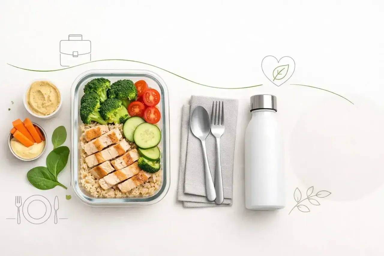 Zdrowy lunchbox z kurczakiem, ryżem i warzywami. Idealny posiłek, by kontrolować kalorie i cieszyć się smakiem.