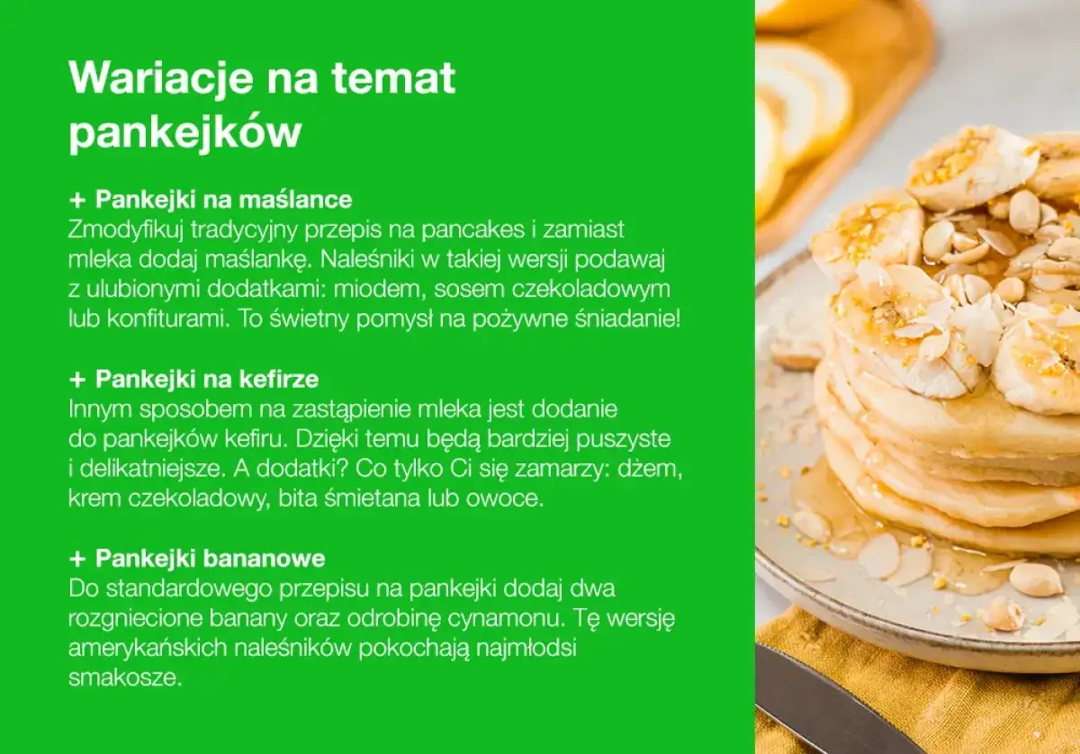 Prosty przepis na pankejki z bananami, polane miodem i posypane płatkami migdałów. Idealne na śniadanie.