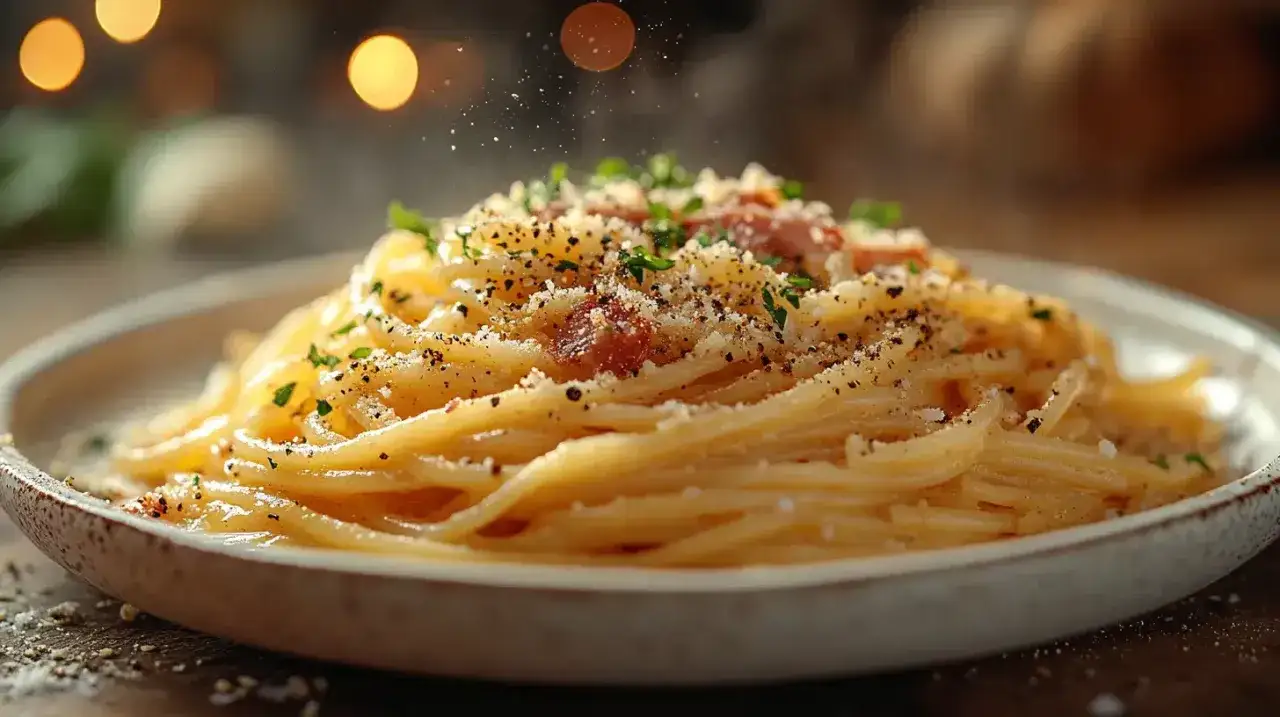 Pyszne spaghetti carbonara, idealne na obiad. Ten przepis na carbonarę ze śmietaną jest prosty i szybki.