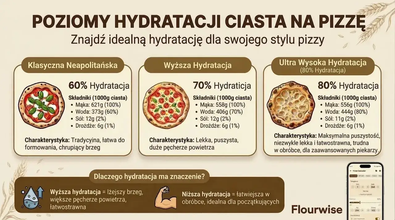 Kalkulator pizzy jak u mamy: porównanie ciast o różnej hydratacji – od klasycznej neapolitańskiej po ultra wysoką. Wybierz idealną dla siebie!